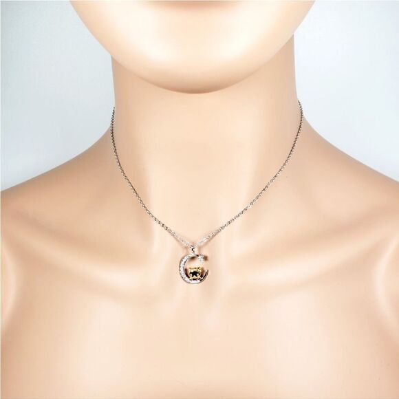 Brand New Silver Rhinestone With Gold Hello Kitty Necklace - Picture 2 of 8